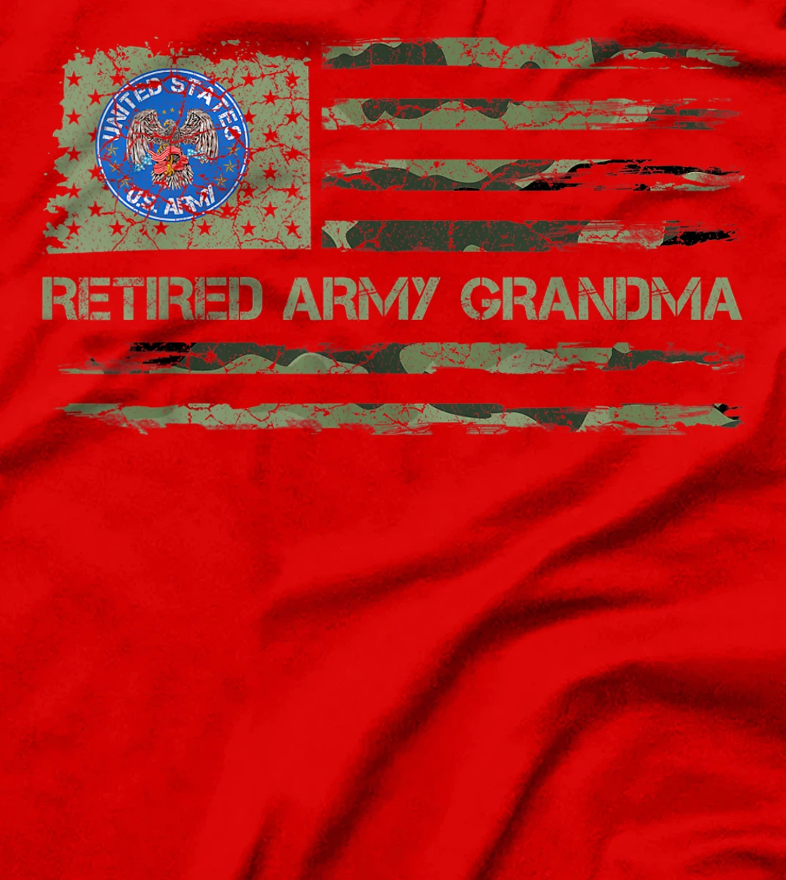 Vintage USA American Camo Flag Retired Army Veteran Grandma T-Shirt