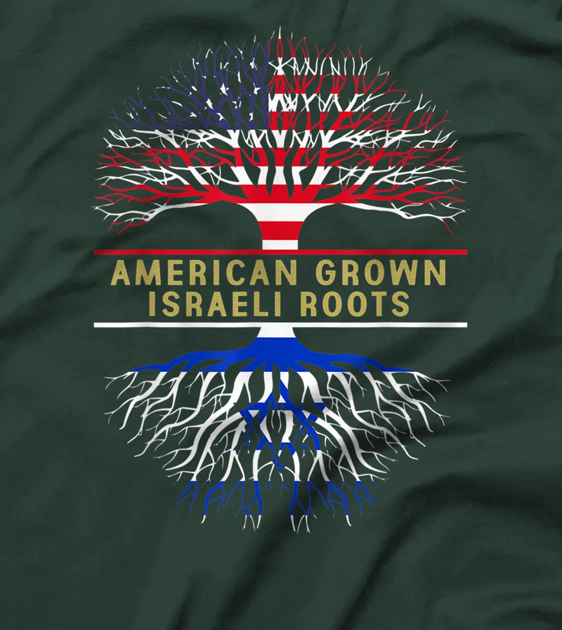 American Grown Israeli Roots America Israel Tree Flag T-Shirt