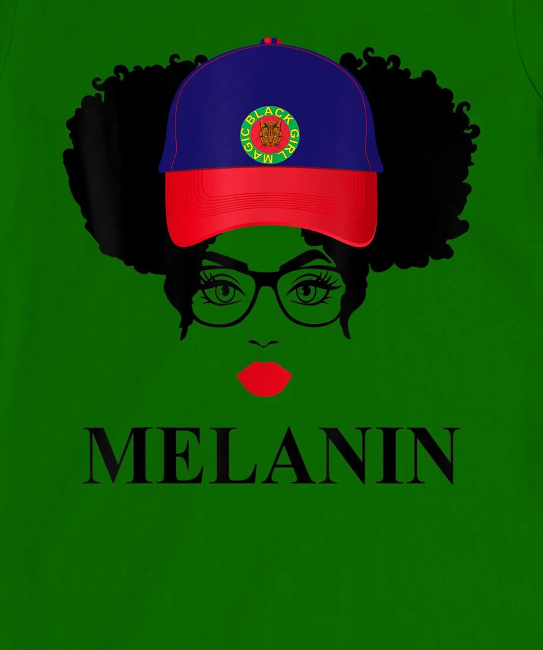 Womens Gifts Afro Diva Red Lips Cap Black Girl Magic Puff Melanin T-Shirt, Kid T-Shirt and Women T-Shirt