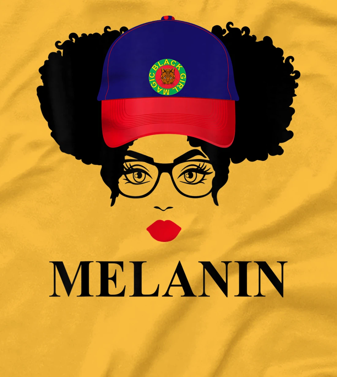 Womens Gifts Afro Diva Red Lips Cap Black Girl Magic Puff Melanin T-Shirt, Kid T-Shirt and Women T-Shirt