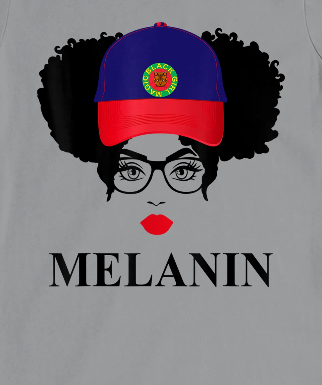 Womens Gifts Afro Diva Red Lips Cap Black Girl Magic Puff Melanin T-Shirt, Kid T-Shirt and Women T-Shirt