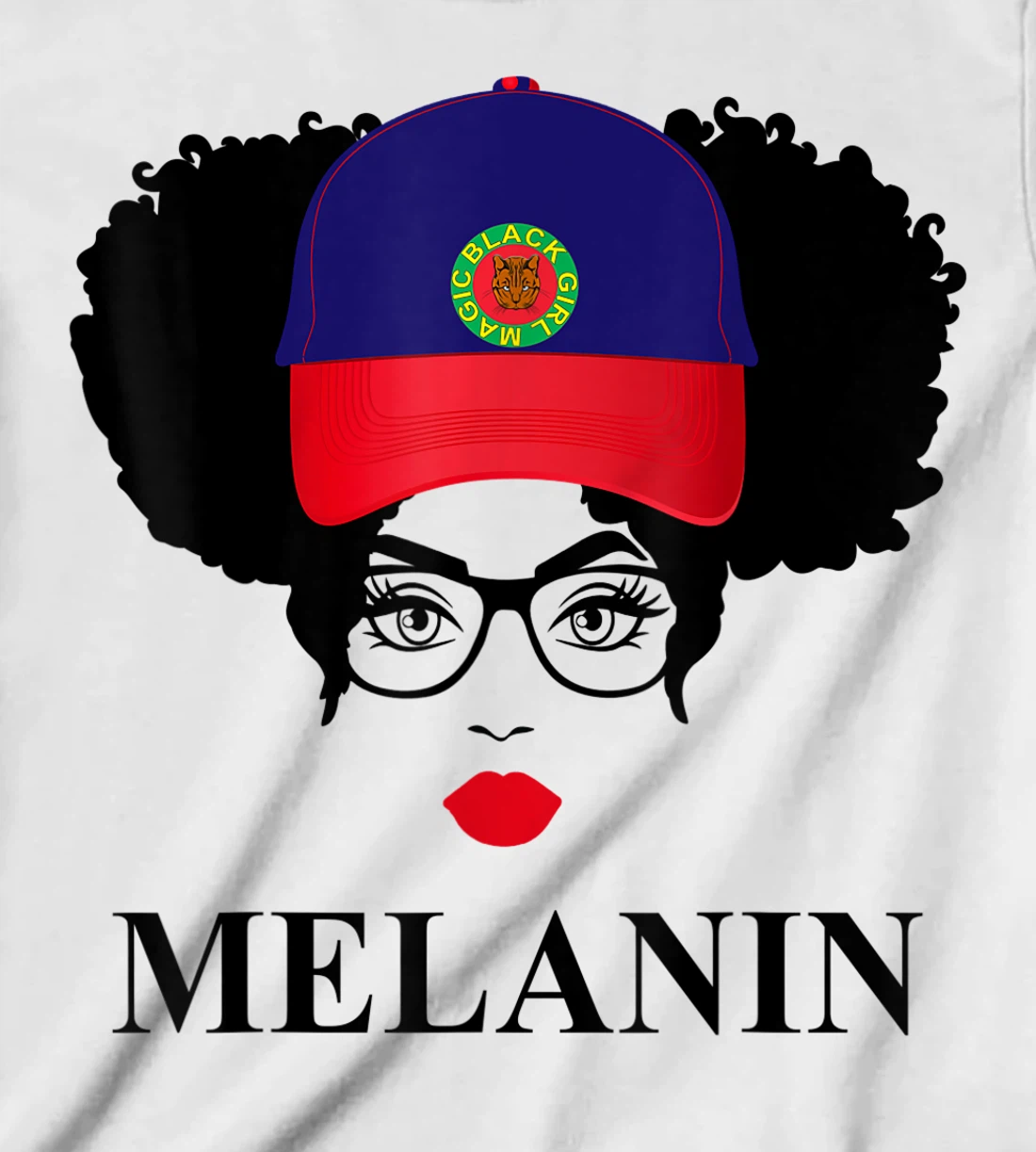 Womens Gifts Afro Diva Red Lips Cap Black Girl Magic Puff Melanin T-Shirt, Kid T-Shirt and Women T-Shirt