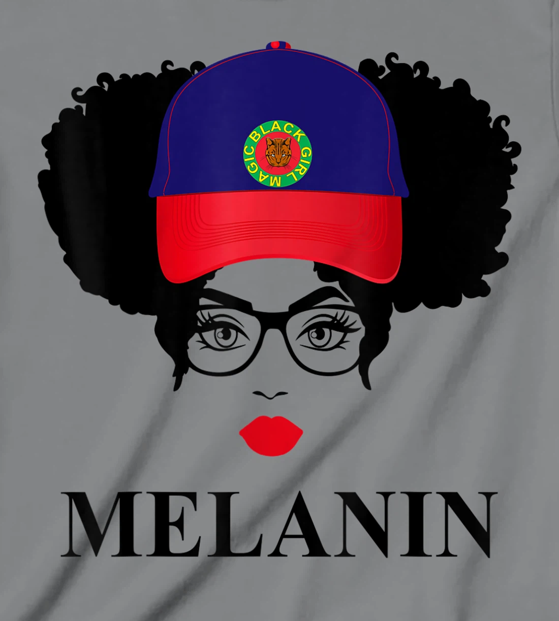 Womens Gifts Afro Diva Red Lips Cap Black Girl Magic Puff Melanin T-Shirt, Kid T-Shirt and Women T-Shirt