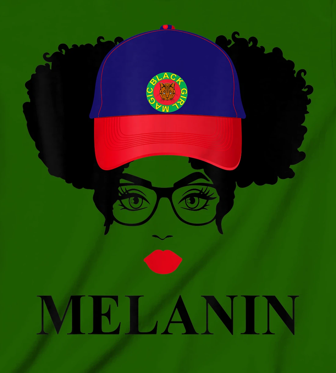 Womens Gifts Afro Diva Red Lips Cap Black Girl Magic Puff Melanin T-Shirt, Kid T-Shirt and Women T-Shirt