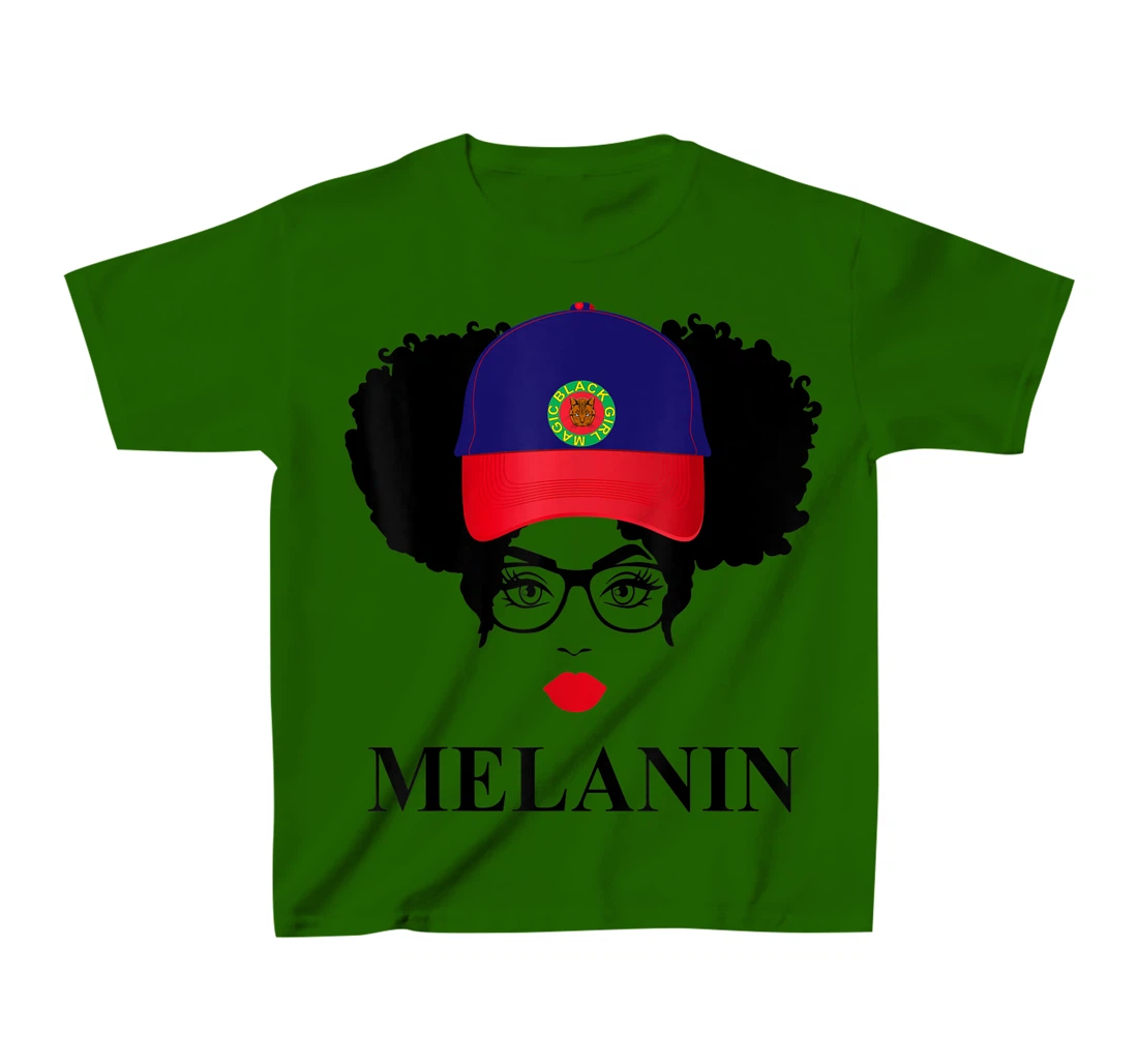 Womens Gifts Afro Diva Red Lips Cap Black Girl Magic Puff Melanin T-Shirt, Kid T-Shirt and Women T-Shirt