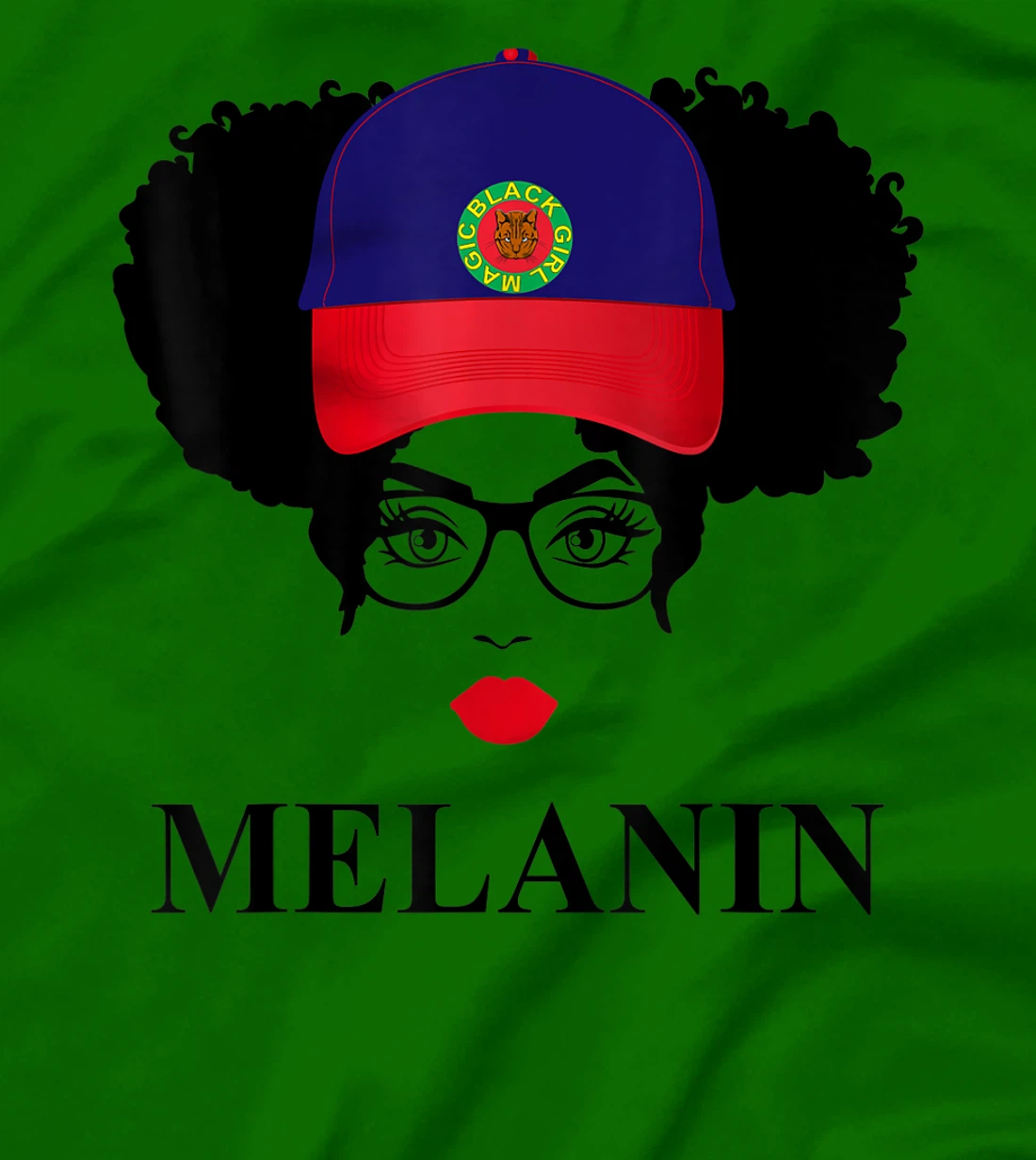 Womens Gifts Afro Diva Red Lips Cap Black Girl Magic Puff Melanin T-Shirt, Kid T-Shirt and Women T-Shirt