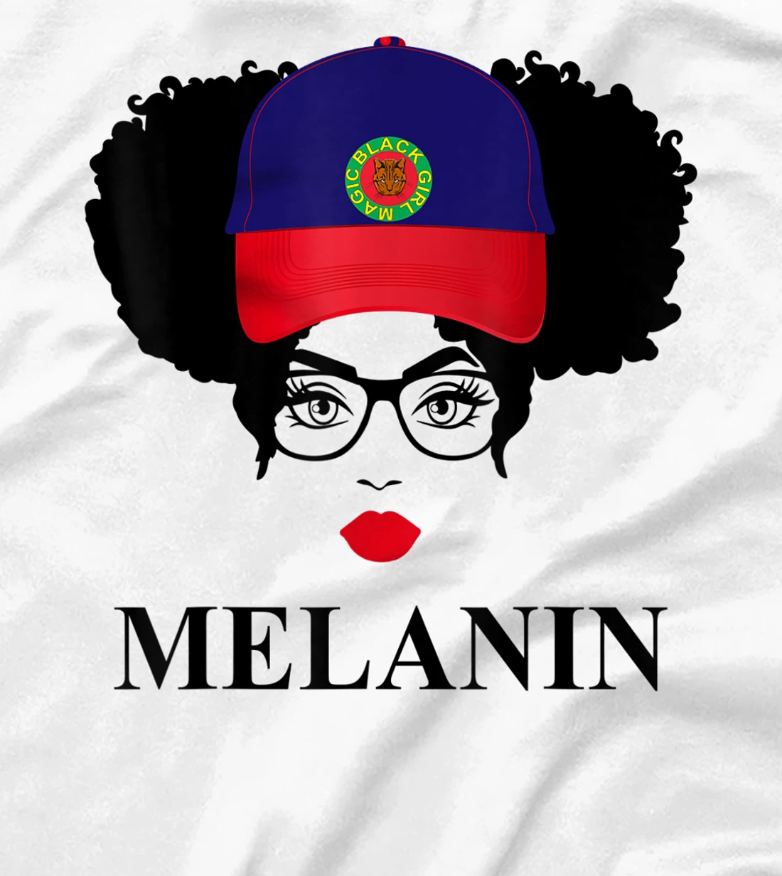 Womens Gifts Afro Diva Red Lips Cap Black Girl Magic Puff Melanin T-Shirt, Kid T-Shirt and Women T-Shirt