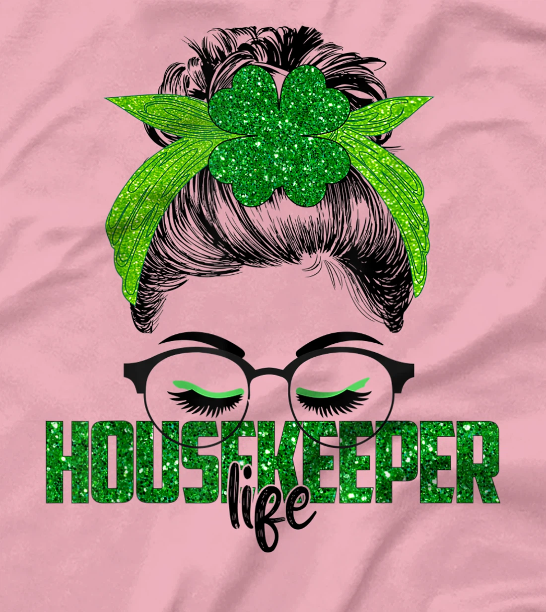 Womens Lucky Housekeeper St Patricks Day Irish Shamrock Nurse T-Shirt, Women T-Shirt