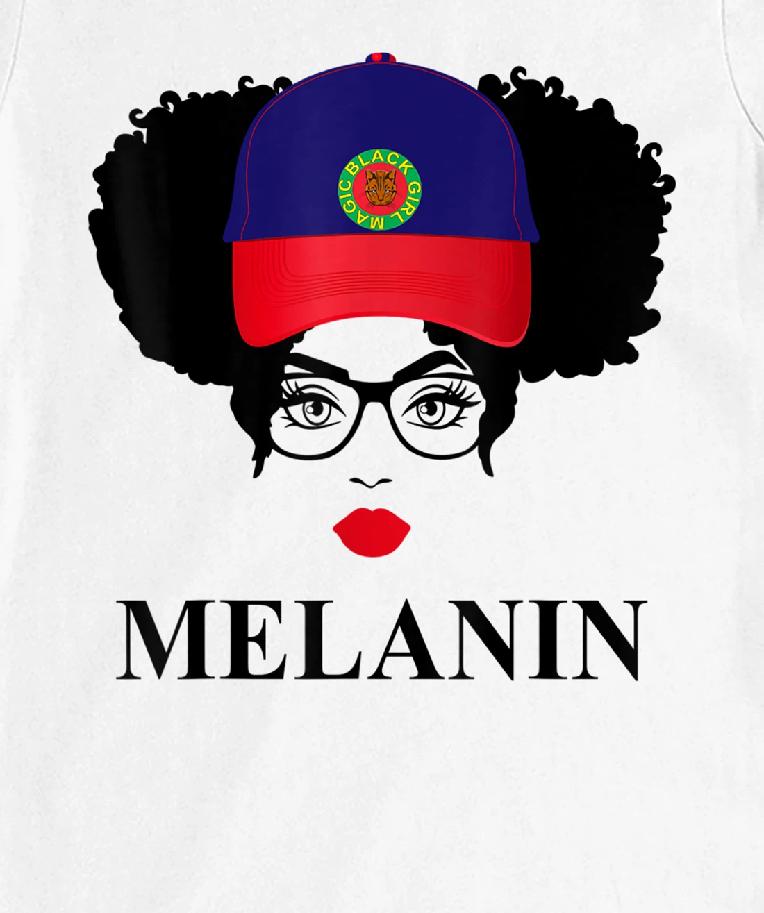 Womens Gifts Afro Diva Red Lips Cap Black Girl Magic Puff Melanin T-Shirt, Kid T-Shirt and Women T-Shirt