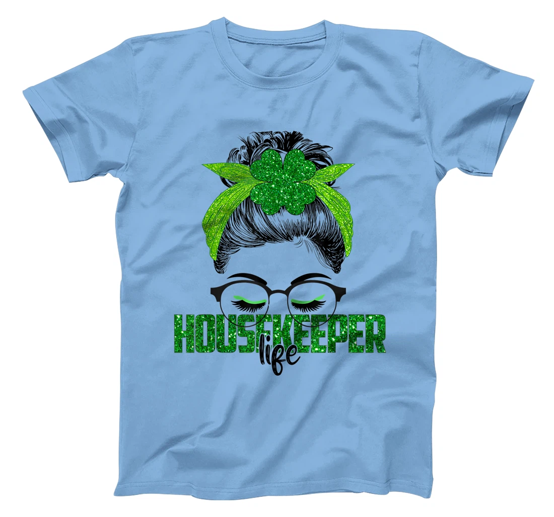 Womens Lucky Housekeeper St Patricks Day Irish Shamrock Nurse T-Shirt, Women T-Shirt