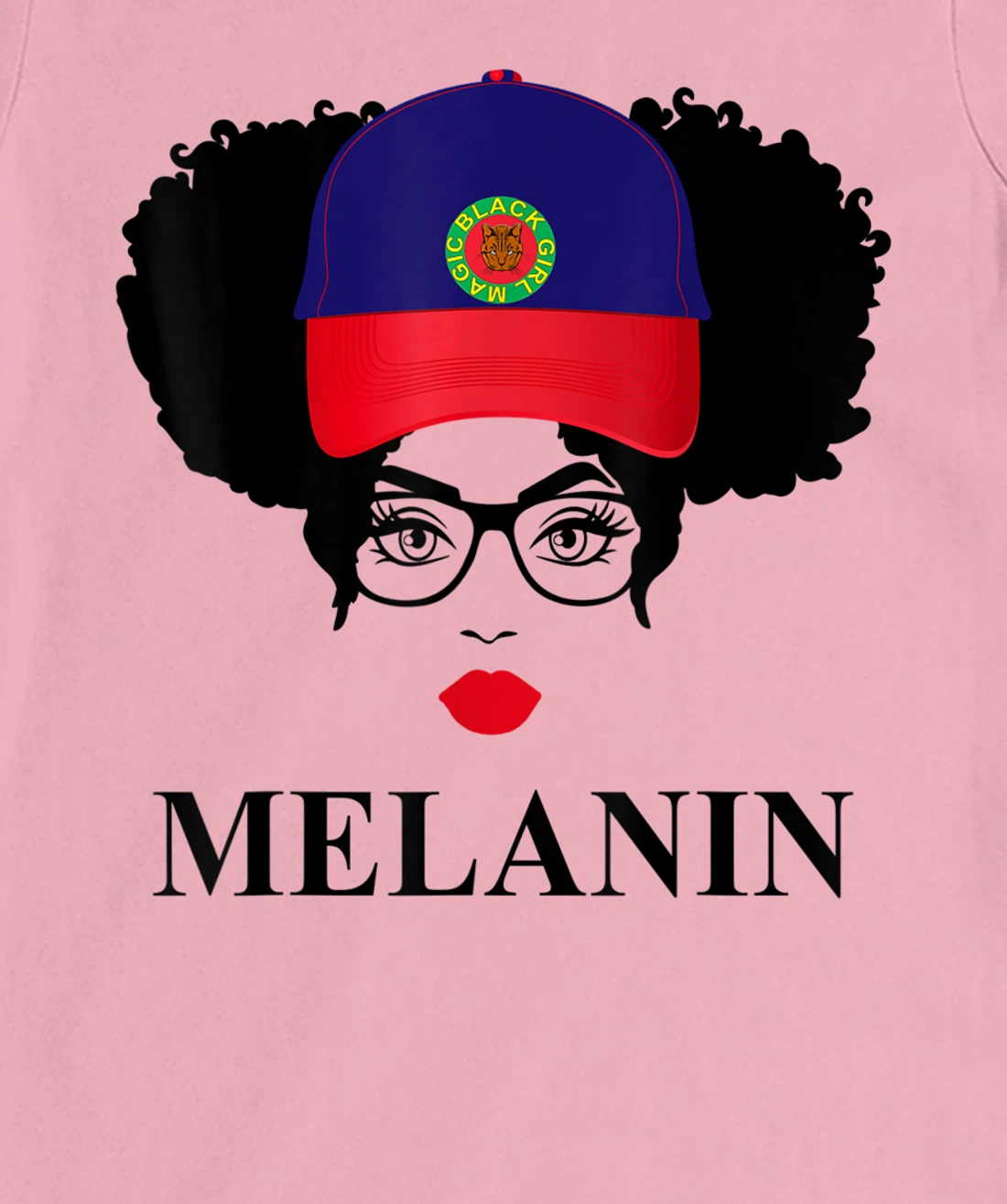 Womens Gifts Afro Diva Red Lips Cap Black Girl Magic Puff Melanin T-Shirt, Kid T-Shirt and Women T-Shirt