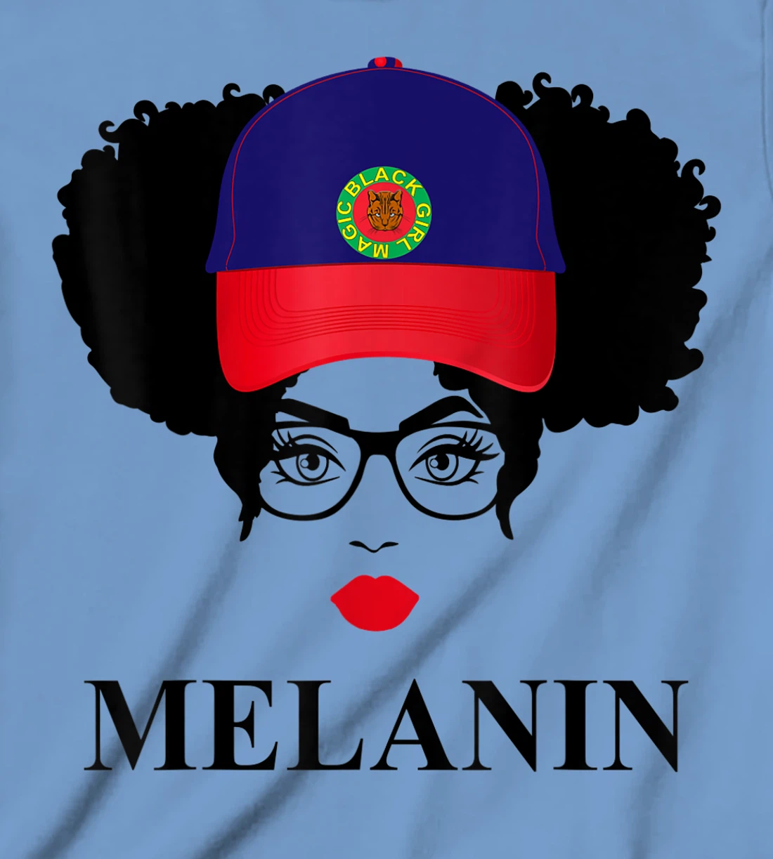 Womens Gifts Afro Diva Red Lips Cap Black Girl Magic Puff Melanin T-Shirt, Kid T-Shirt and Women T-Shirt