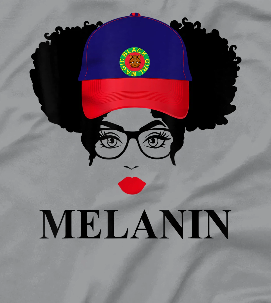 Womens Gifts Afro Diva Red Lips Cap Black Girl Magic Puff Melanin T-Shirt, Kid T-Shirt and Women T-Shirt