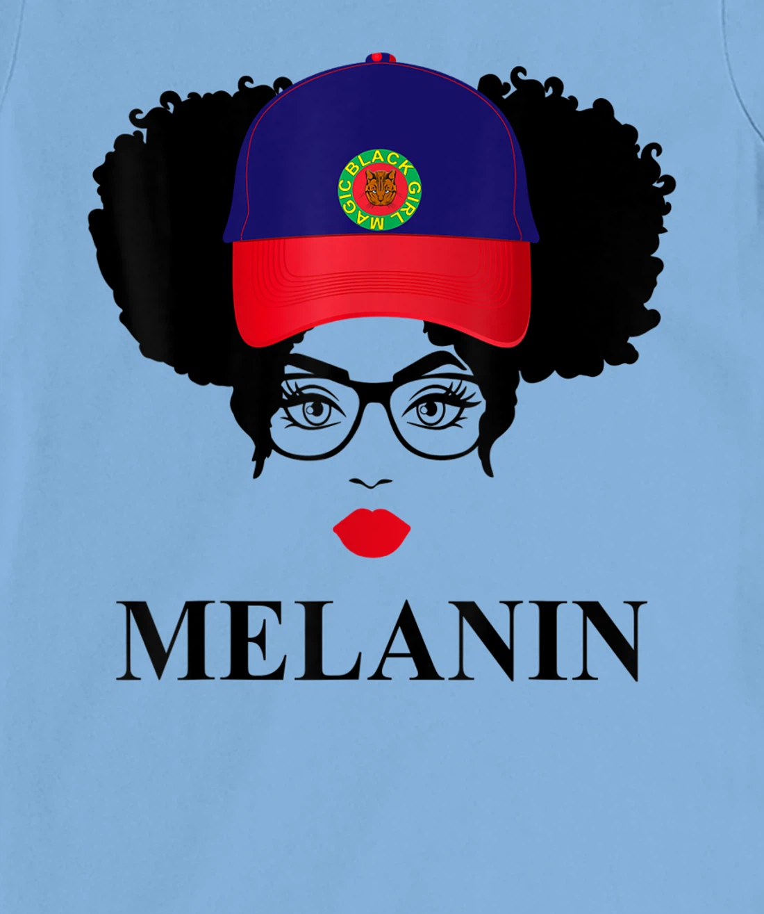 Womens Gifts Afro Diva Red Lips Cap Black Girl Magic Puff Melanin T-Shirt, Kid T-Shirt and Women T-Shirt