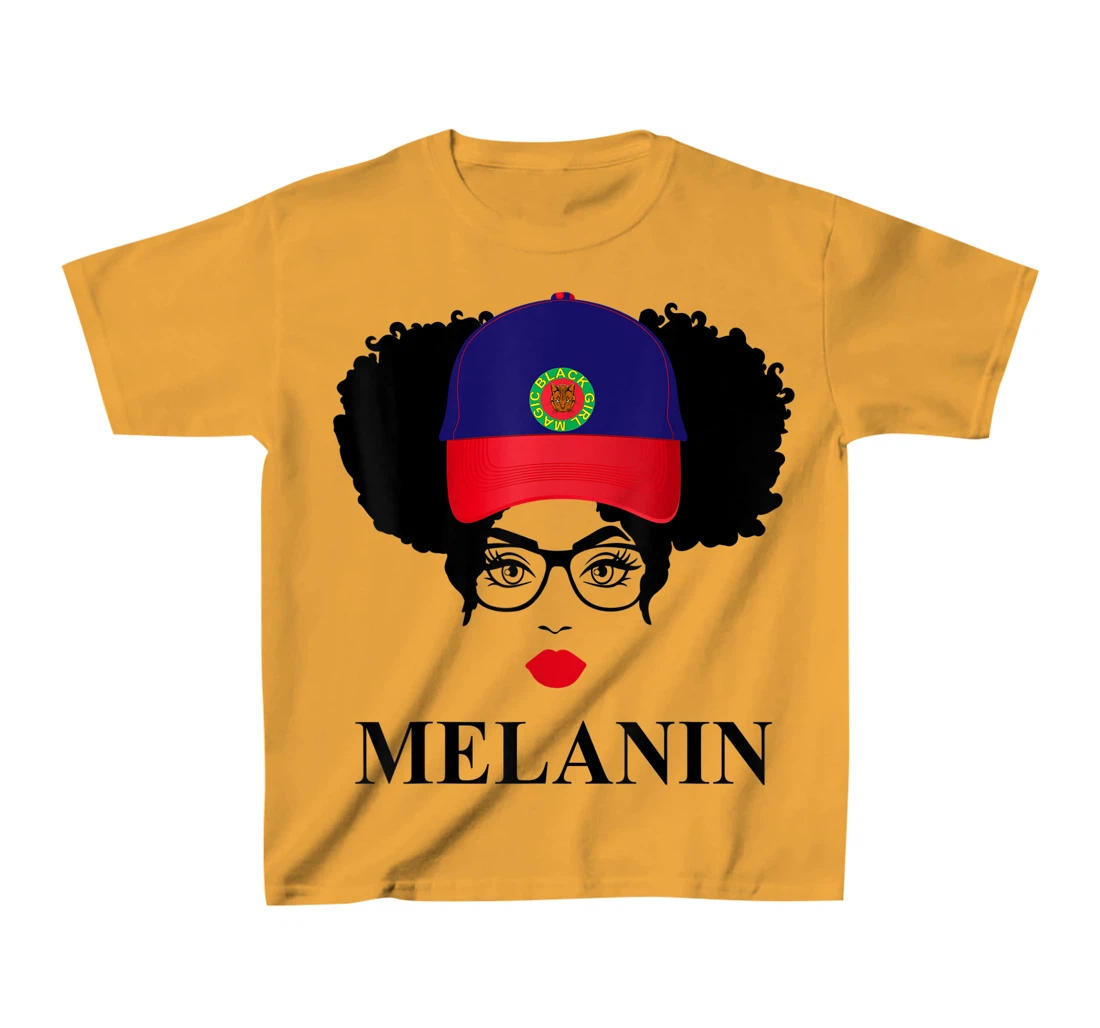 Womens Gifts Afro Diva Red Lips Cap Black Girl Magic Puff Melanin T-Shirt, Kid T-Shirt and Women T-Shirt