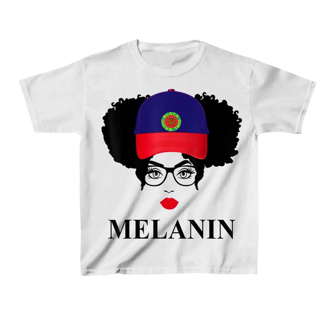 Womens Gifts Afro Diva Red Lips Cap Black Girl Magic Puff Melanin T-Shirt, Kid T-Shirt and Women T-Shirt