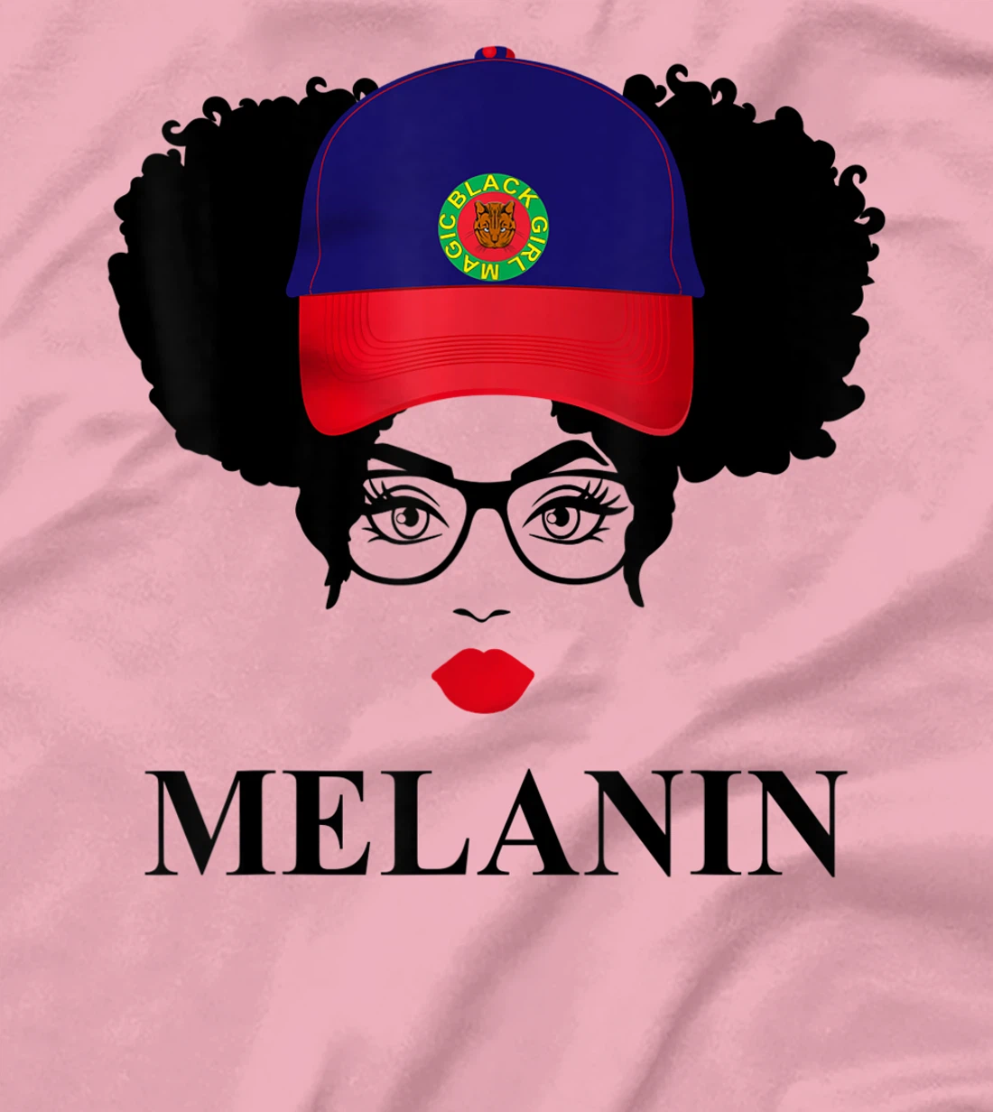 Womens Gifts Afro Diva Red Lips Cap Black Girl Magic Puff Melanin T-Shirt, Kid T-Shirt and Women T-Shirt
