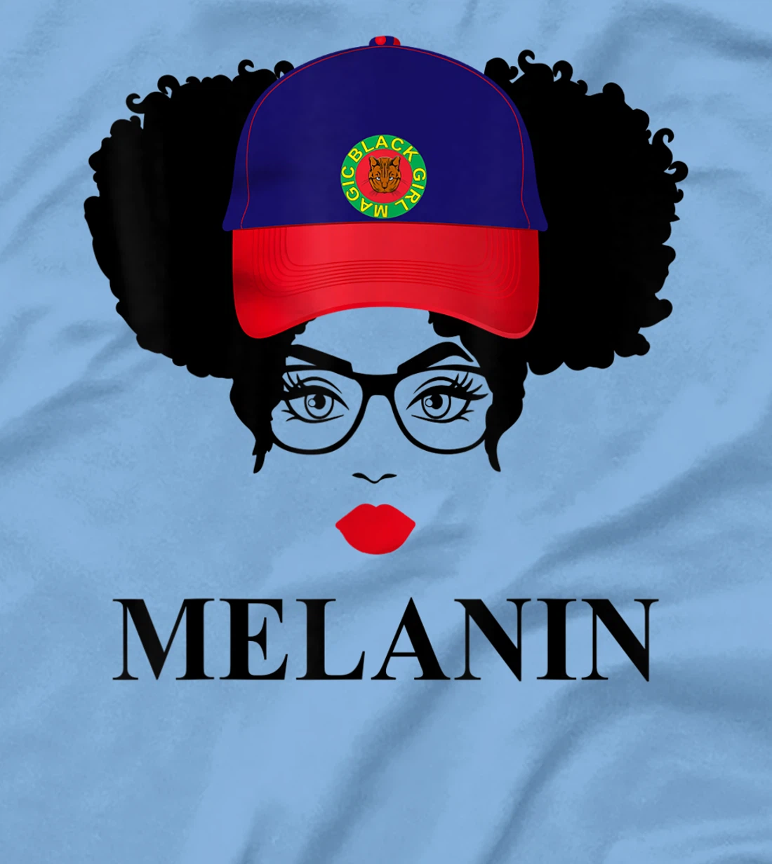 Womens Gifts Afro Diva Red Lips Cap Black Girl Magic Puff Melanin T-Shirt, Kid T-Shirt and Women T-Shirt