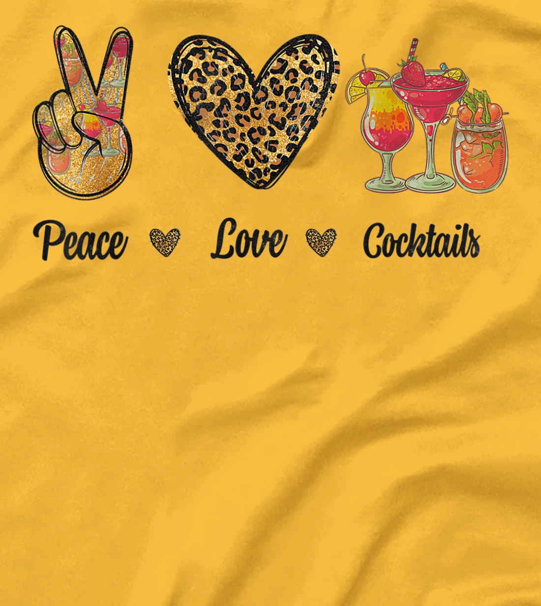 Womens Peace Love Cocktails Tropical Juices Drinks Lover Leopard T-Shirt, Women T-Shirt
