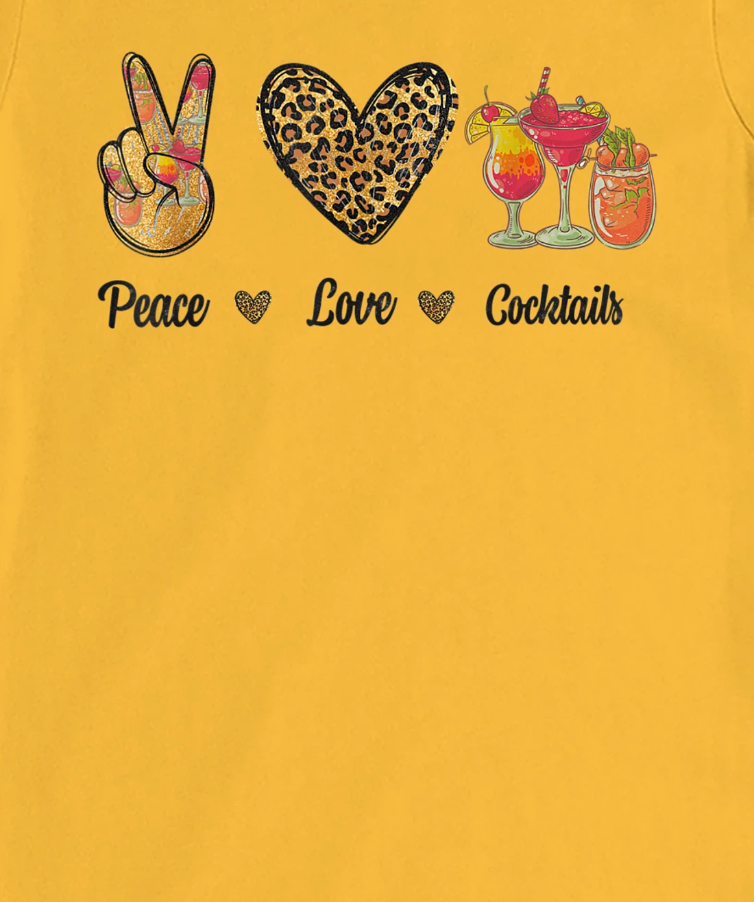 Womens Peace Love Cocktails Tropical Juices Drinks Lover Leopard T-Shirt, Women T-Shirt