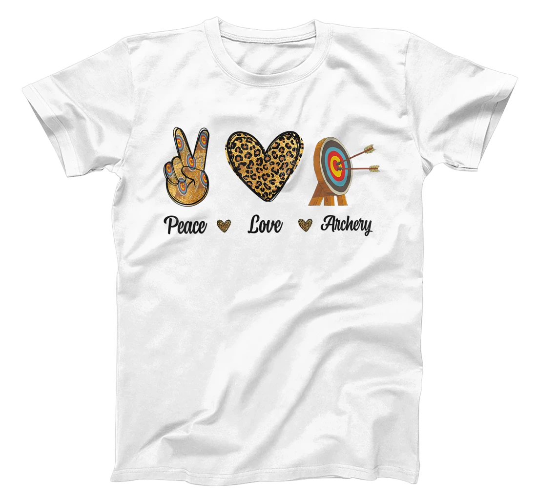 Womens Peace Love Archery Lovers Archer Bowman Hunters Leopard Men T-Shirt, Kid T-Shirt and Women T-Shirt