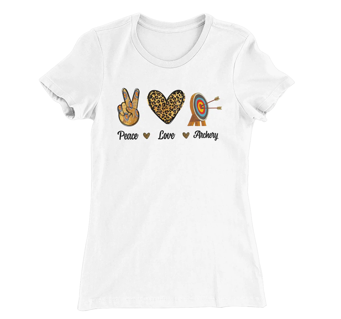 Womens Peace Love Archery Lovers Archer Bowman Hunters Leopard Men T-Shirt, Kid T-Shirt and Women T-Shirt