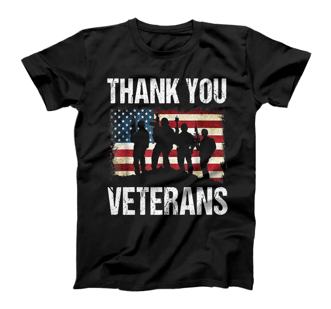 Veterans Day Tee Thank you Military Veterans American Flag T-Shirt, Women T-Shirt