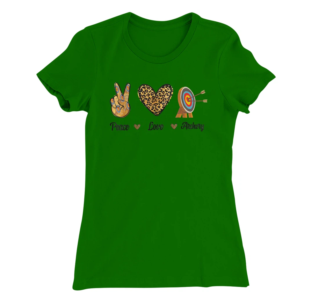 Womens Peace Love Archery Lovers Archer Bowman Hunters Leopard Men T-Shirt, Kid T-Shirt and Women T-Shirt