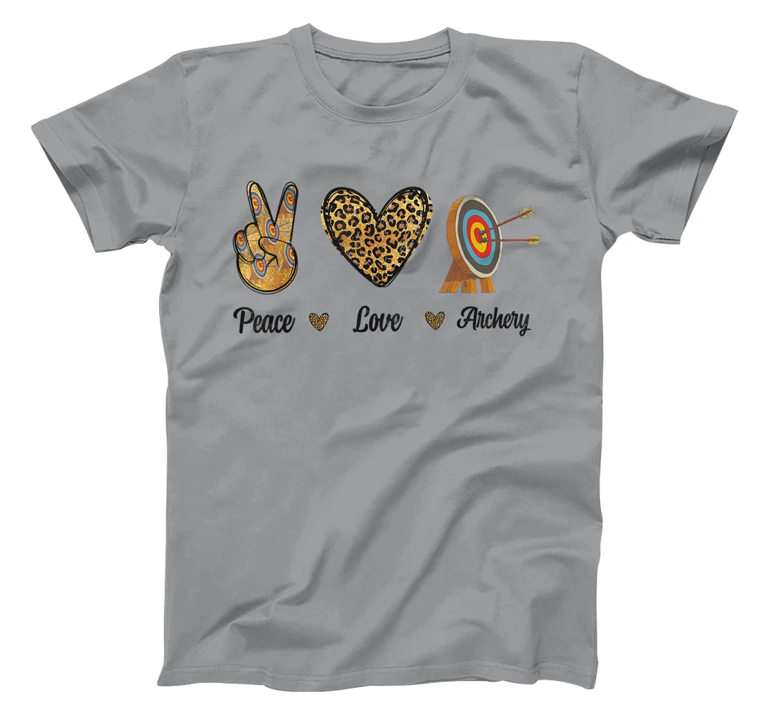 Womens Peace Love Archery Lovers Archer Bowman Hunters Leopard Men T-Shirt, Kid T-Shirt and Women T-Shirt