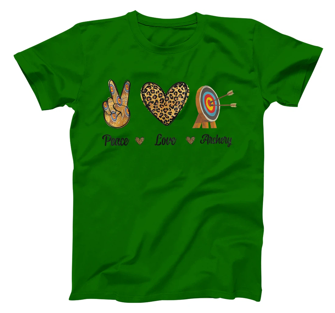 Womens Peace Love Archery Lovers Archer Bowman Hunters Leopard Men T-Shirt, Kid T-Shirt and Women T-Shirt