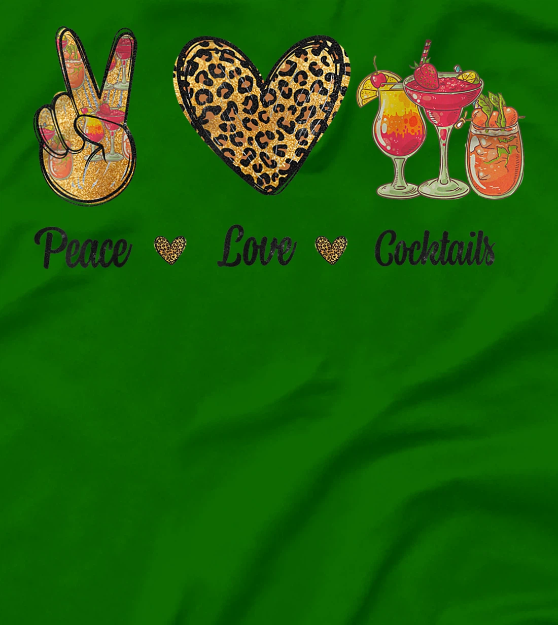 Womens Peace Love Cocktails Tropical Juices Drinks Lover Leopard T-Shirt, Women T-Shirt