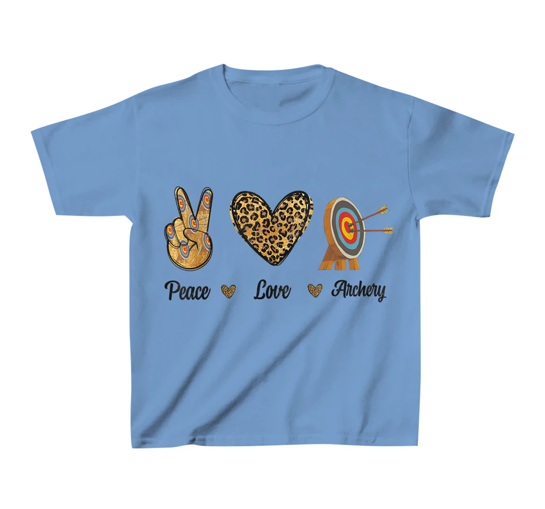 Womens Peace Love Archery Lovers Archer Bowman Hunters Leopard Men T-Shirt, Kid T-Shirt and Women T-Shirt