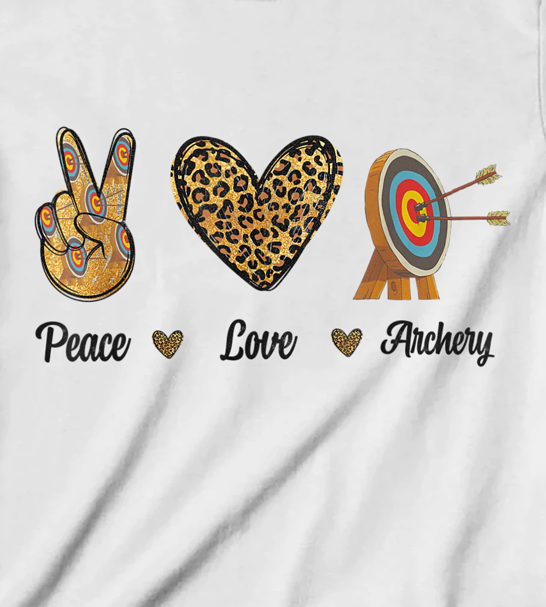 Womens Peace Love Archery Lovers Archer Bowman Hunters Leopard Men T-Shirt, Kid T-Shirt and Women T-Shirt