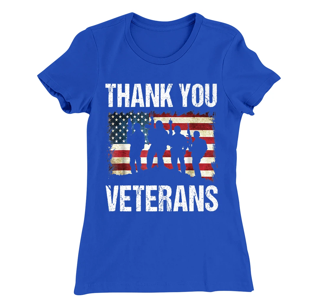 Veterans Day Tee Thank you Military Veterans American Flag T-Shirt, Women T-Shirt