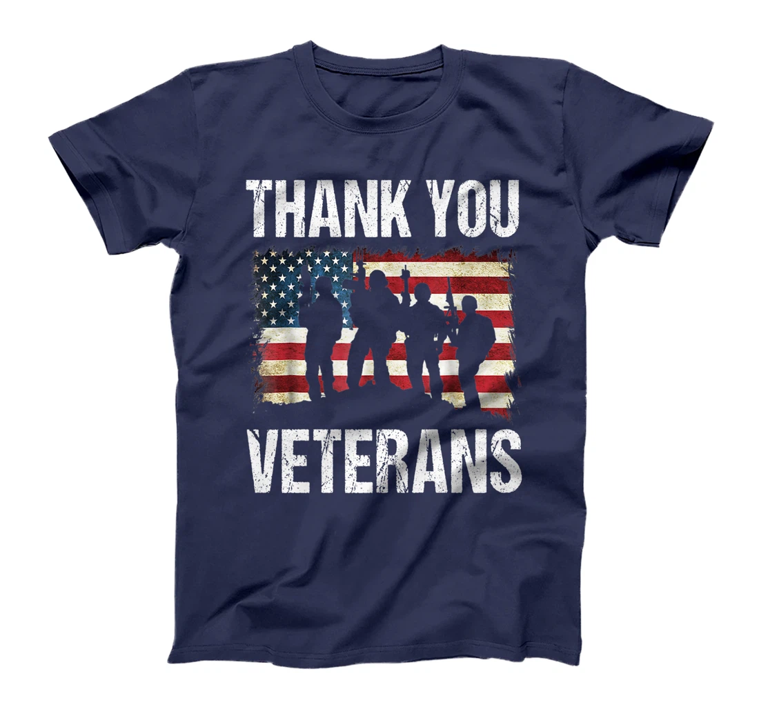 Veterans Day Tee Thank you Military Veterans American Flag T-Shirt, Women T-Shirt