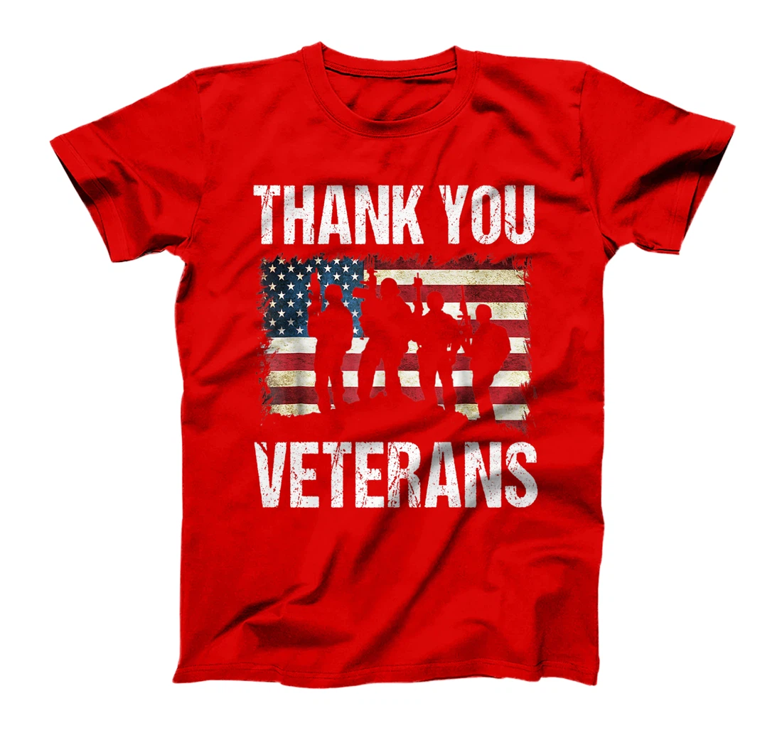 Veterans Day Tee Thank you Military Veterans American Flag T-Shirt, Women T-Shirt
