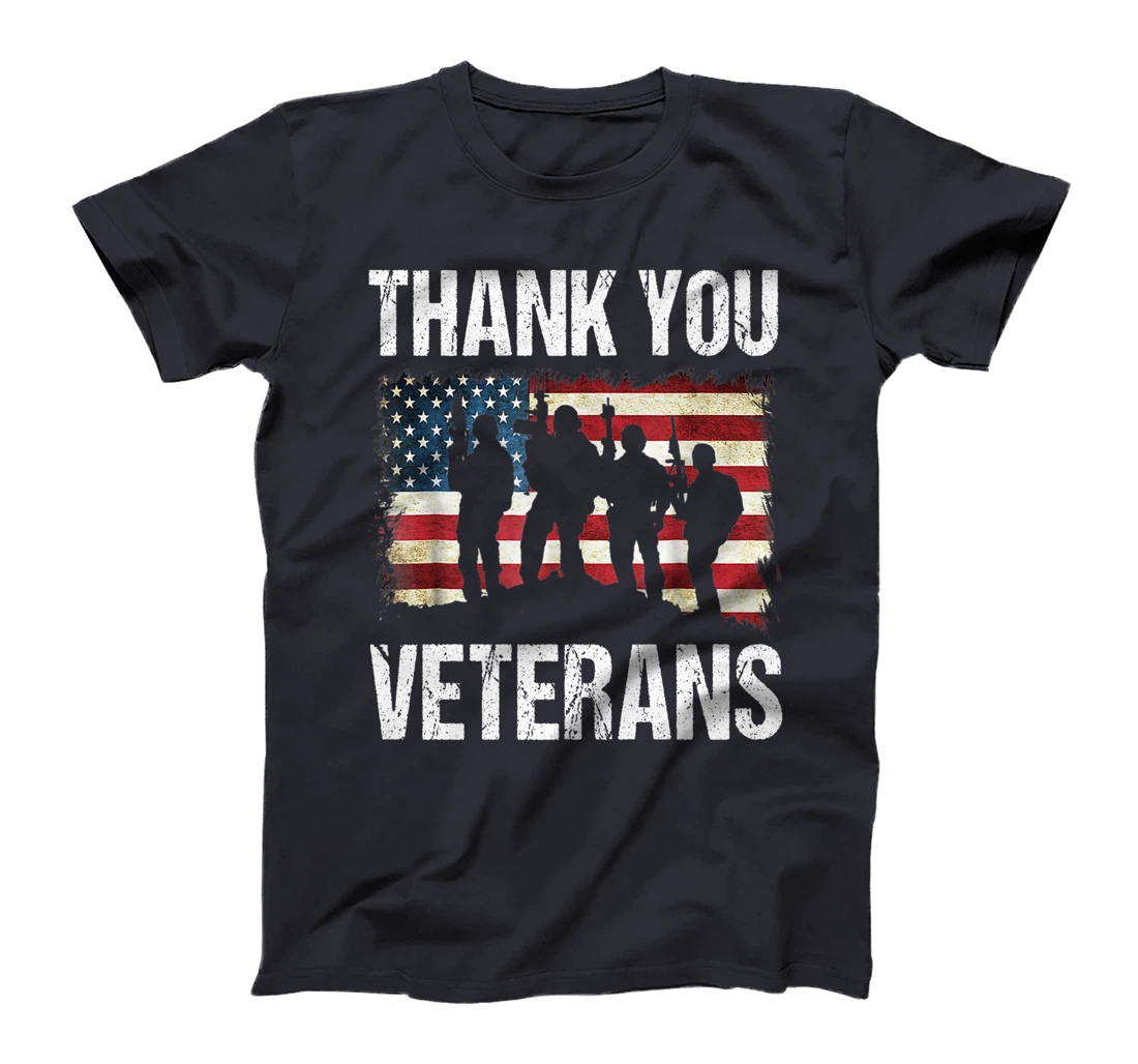 Veterans Day Tee Thank you Military Veterans American Flag T-Shirt, Women T-Shirt