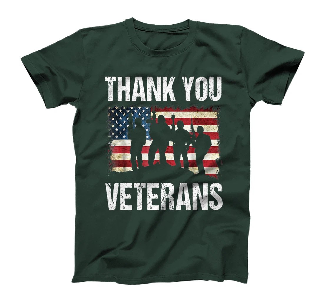 Veterans Day Tee Thank you Military Veterans American Flag T-Shirt, Women T-Shirt