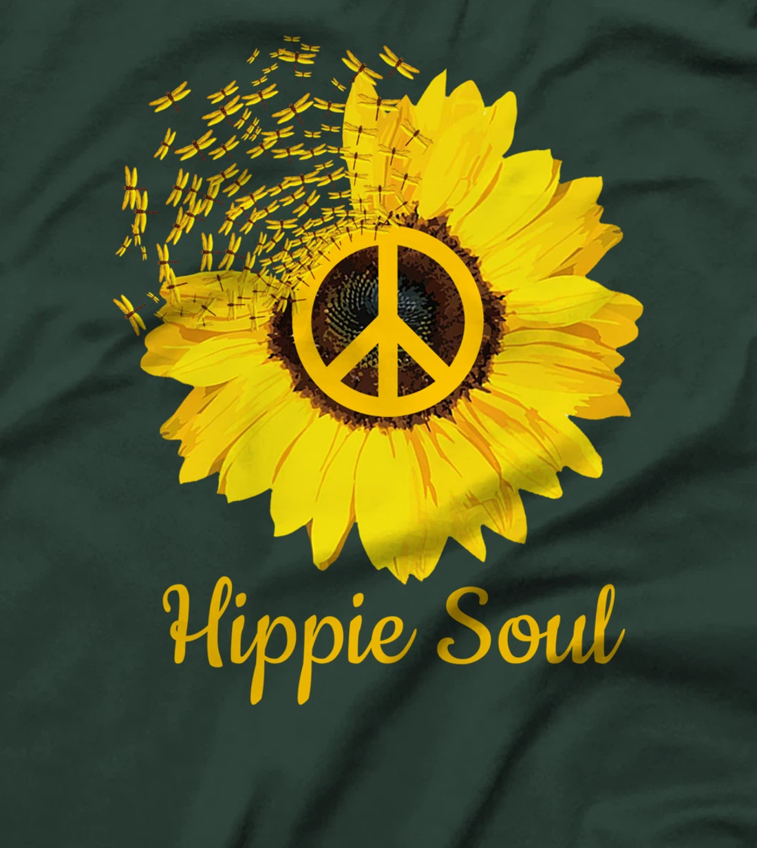 Hippie Soul Sunflower With Dragonfly T-Shirt