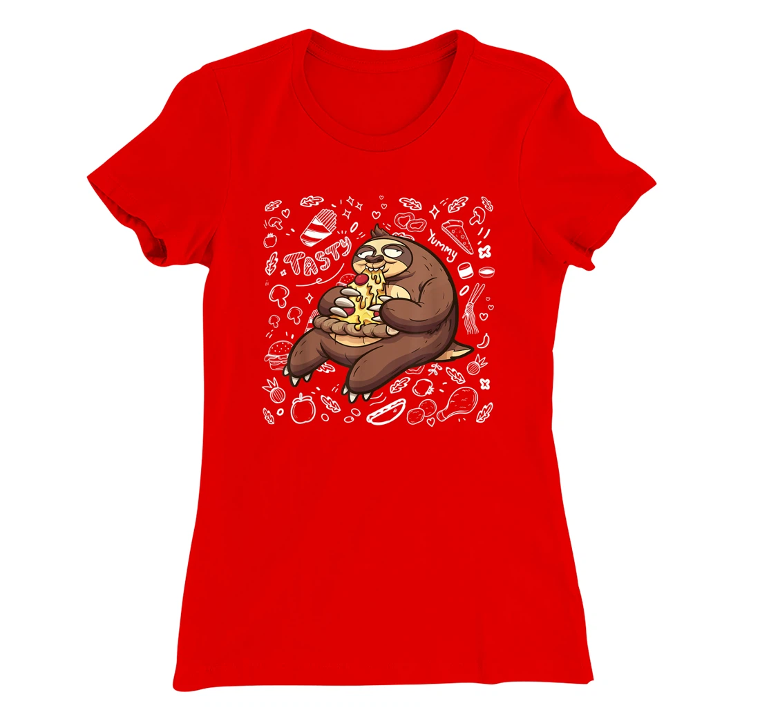 Funny Sloth Eating Pizza | Yummy Food Lovers Foodie T-Shirt, Kid T-Shirt and Women T-Shirt
