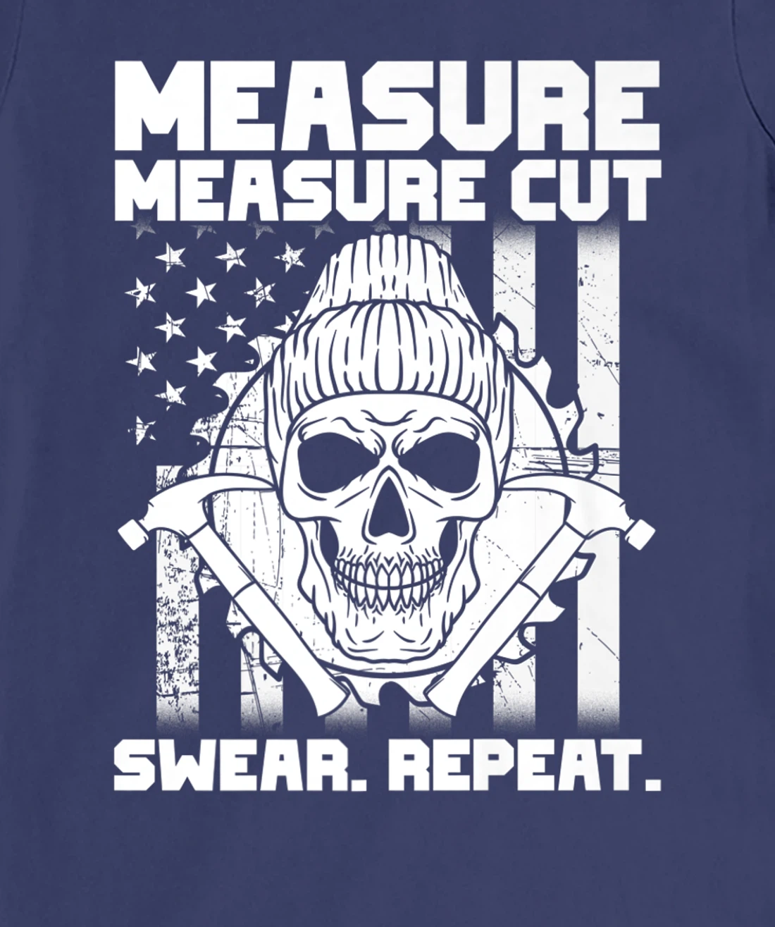 Measure Cut Swear Repeat - Funny Carpenter American Flag T-Shirt, Women T-Shirt