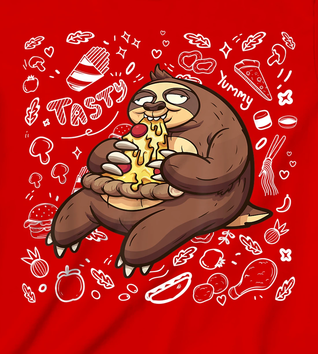 Funny Sloth Eating Pizza | Yummy Food Lovers Foodie T-Shirt, Kid T-Shirt and Women T-Shirt