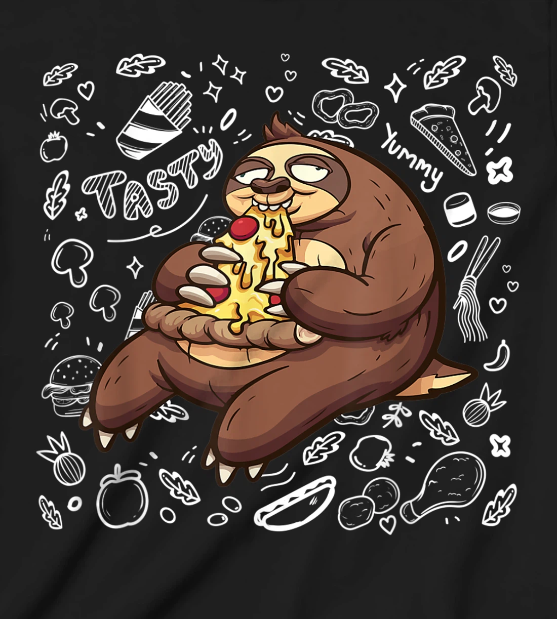 Funny Sloth Eating Pizza | Yummy Food Lovers Foodie T-Shirt, Kid T-Shirt and Women T-Shirt