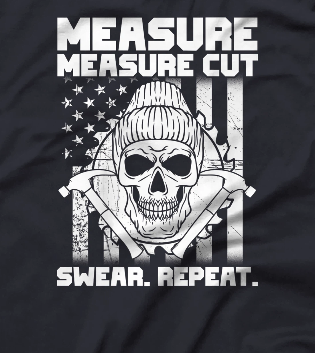 Measure Cut Swear Repeat - Funny Carpenter American Flag T-Shirt, Women T-Shirt