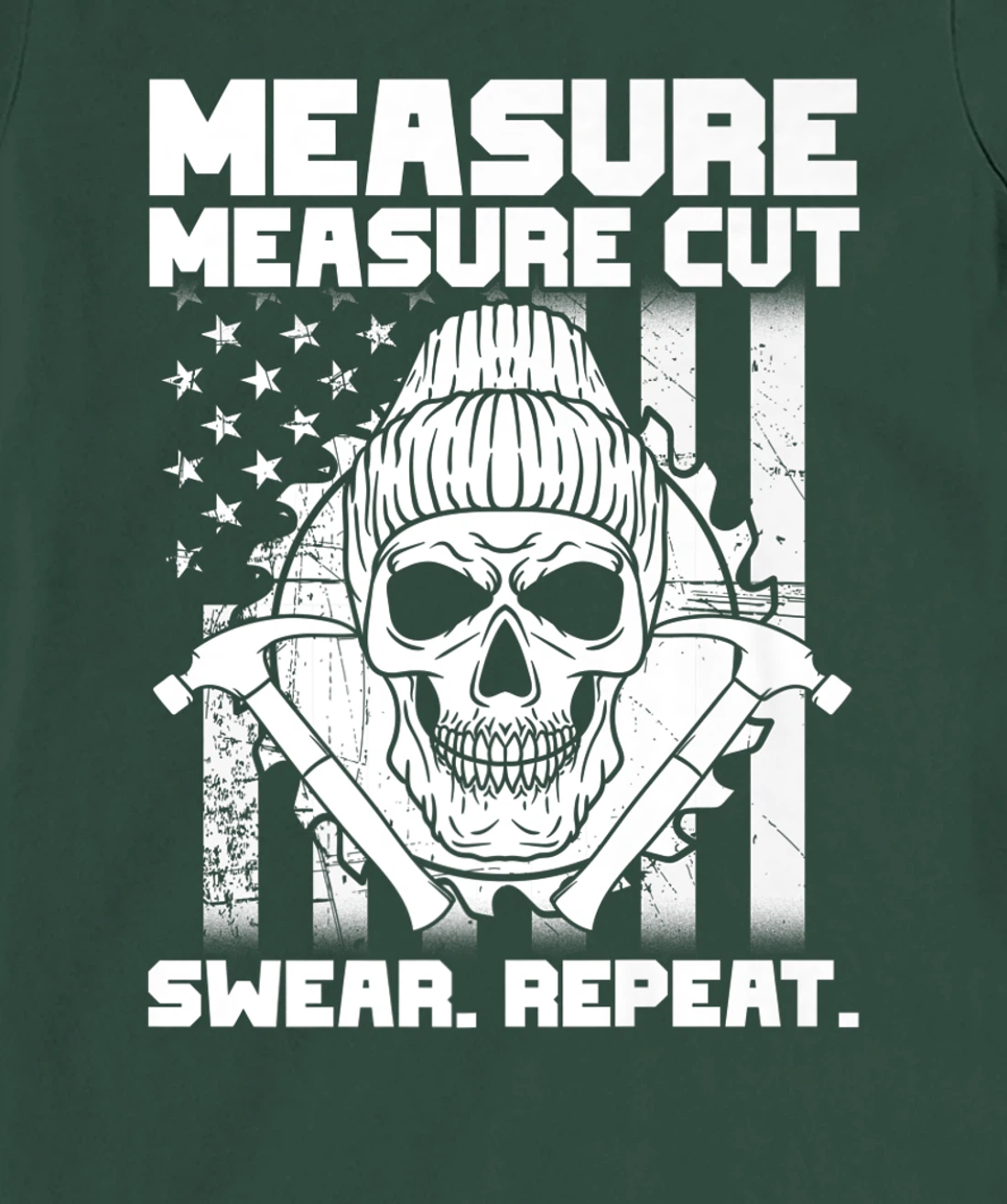 Measure Cut Swear Repeat - Funny Carpenter American Flag T-Shirt, Women T-Shirt