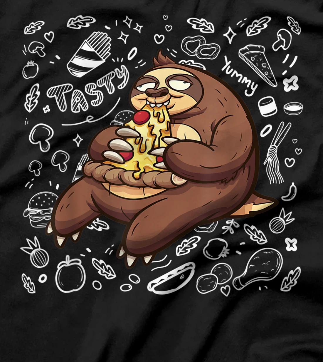Funny Sloth Eating Pizza | Yummy Food Lovers Foodie T-Shirt, Kid T-Shirt and Women T-Shirt