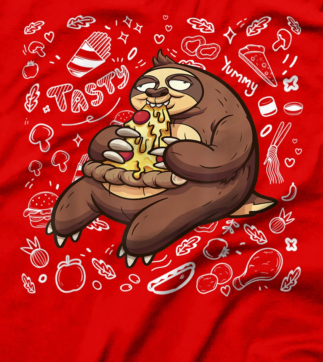 Funny Sloth Eating Pizza | Yummy Food Lovers Foodie T-Shirt, Kid T-Shirt and Women T-Shirt