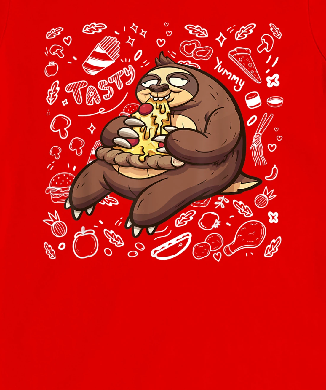 Funny Sloth Eating Pizza | Yummy Food Lovers Foodie T-Shirt, Kid T-Shirt and Women T-Shirt