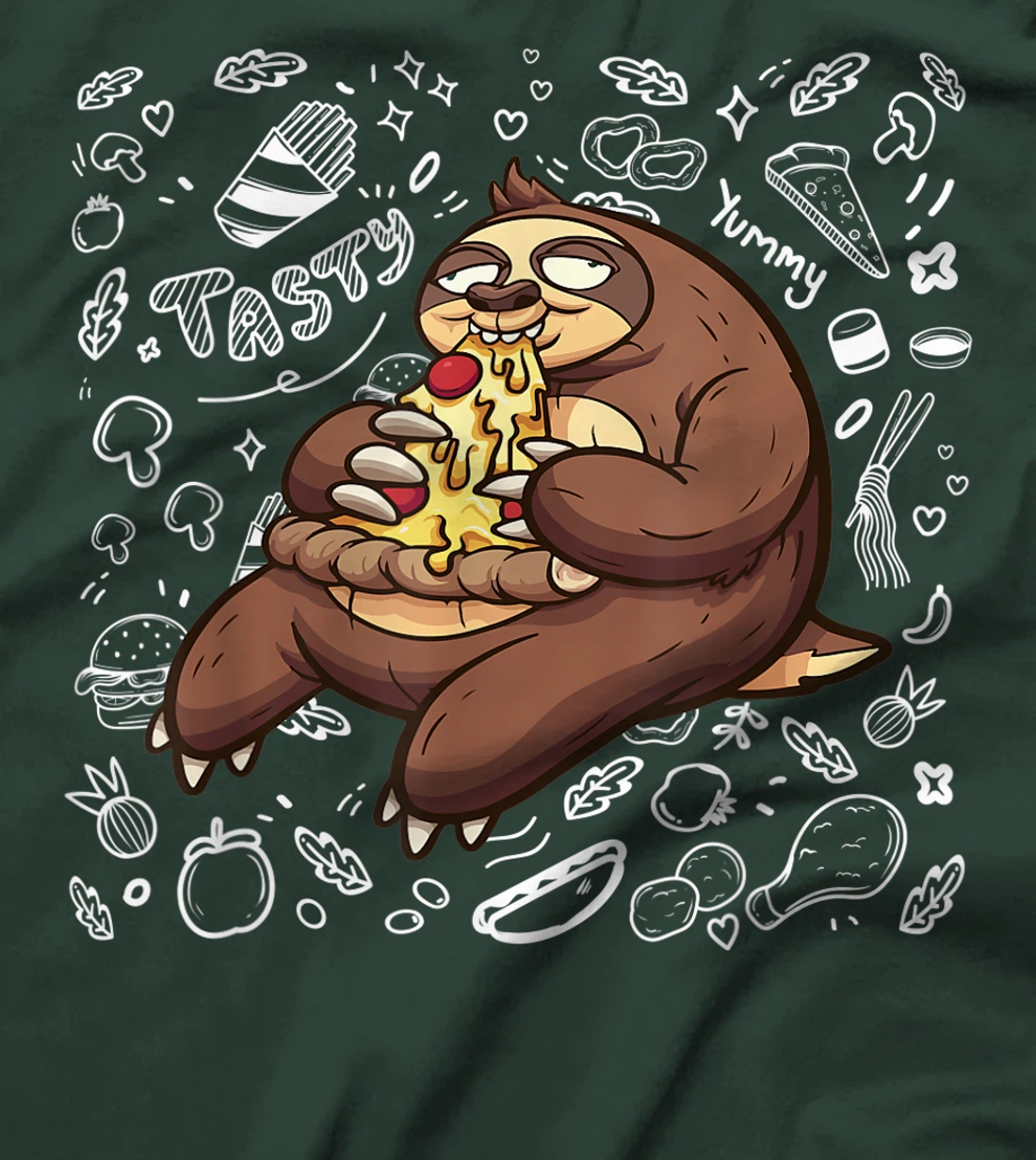 Funny Sloth Eating Pizza | Yummy Food Lovers Foodie T-Shirt, Kid T-Shirt and Women T-Shirt