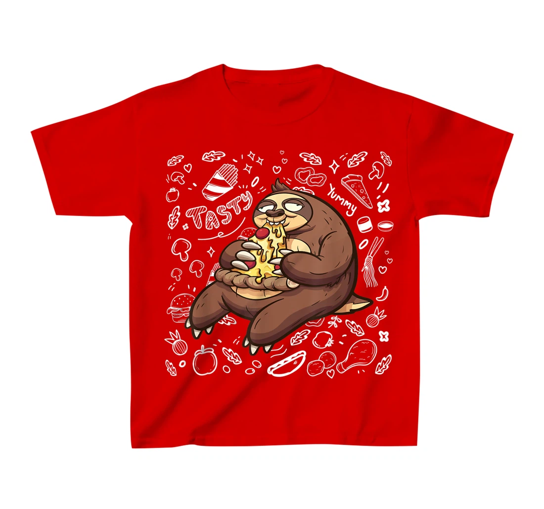 Funny Sloth Eating Pizza | Yummy Food Lovers Foodie T-Shirt, Kid T-Shirt and Women T-Shirt